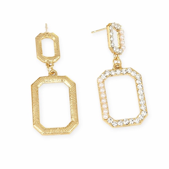 Forever New Jewelry - Tuckernuck Square Pearl and Crystal Drop Earrings